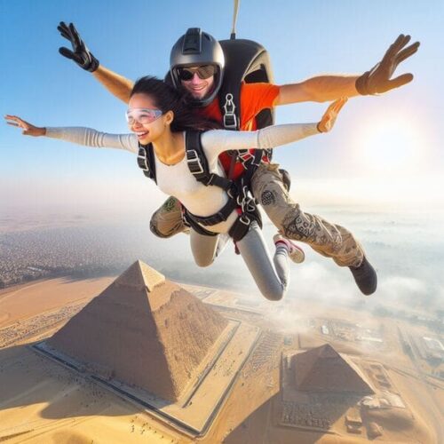 Скайдайвинг - прыжок с парашютом над пирамидами Гизы